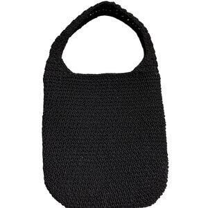 Divine Black Knit Style Mini Bag with Zipped Top